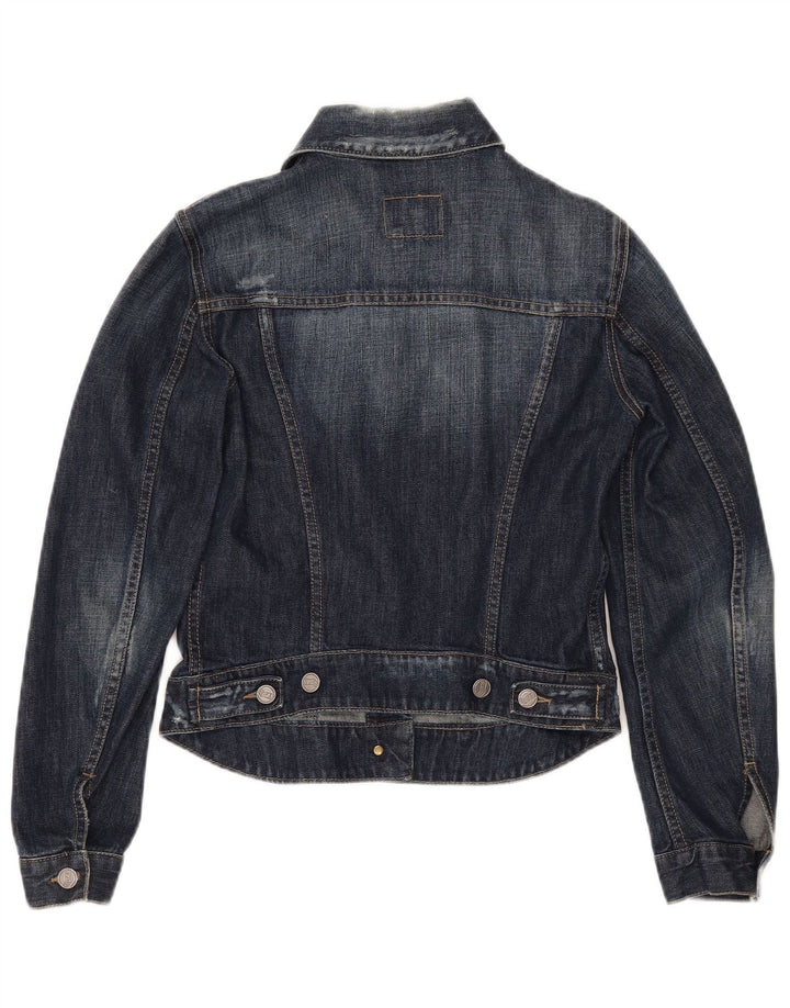 GAS Veste en jean courte pour femme UK 10 Petit coton bleu