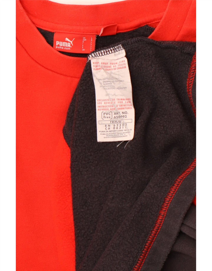 PUMA Sweat-shirt graphique pour homme en coton color block Rouge Taille L