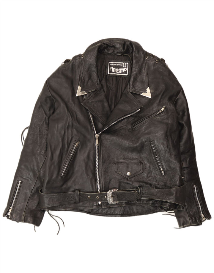 veste de motard en cuir homme vintage grand cuir noir