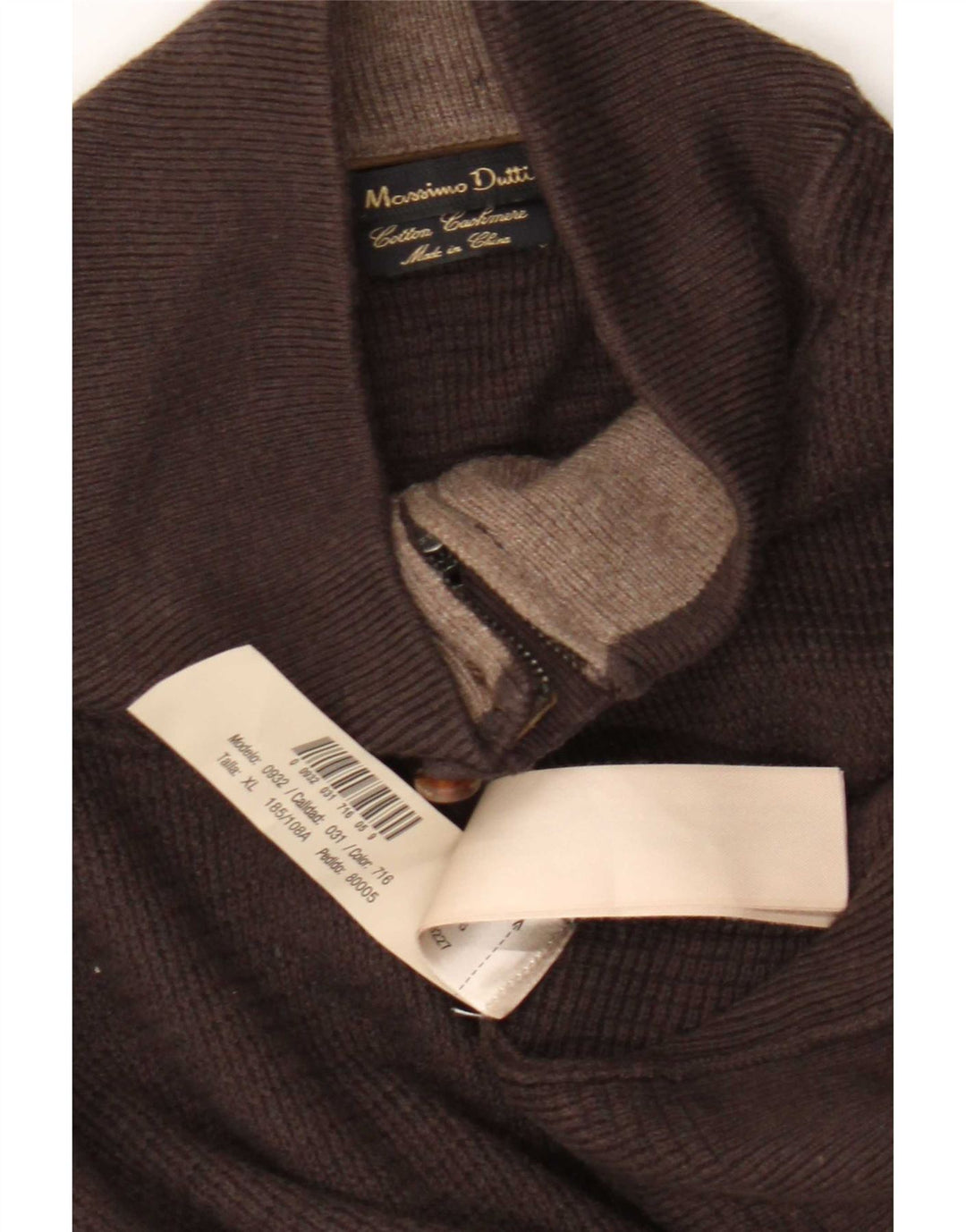 Massimo Dutti Pull col zippé pour homme XL en coton marron