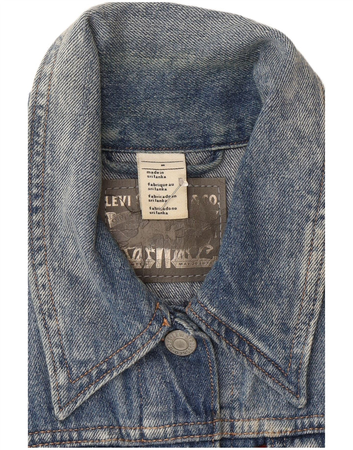 Levi's Gilet Crop Denim Femme UK 12 Bleu Moyen Coton