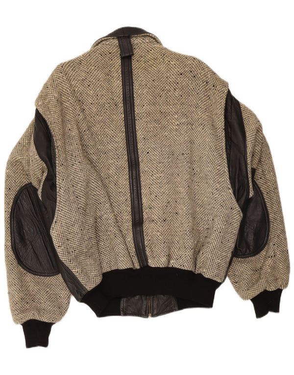 veste en cuir homme vintage IT 54 XL Black Colourblock