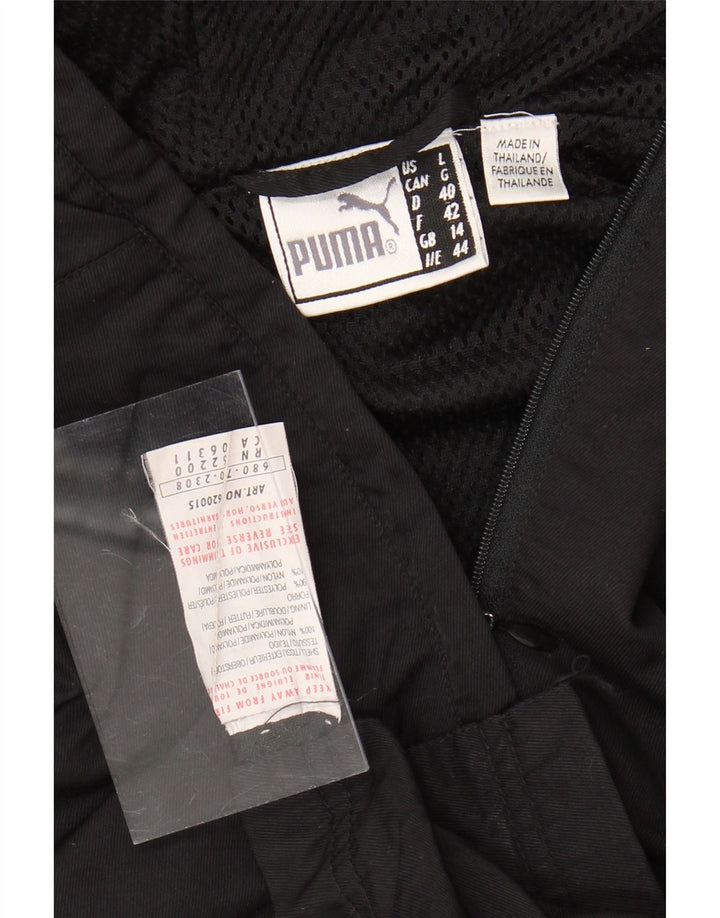 PUMA Veste Anorak à capuche pour femme UK 14 Large Noir Nylon