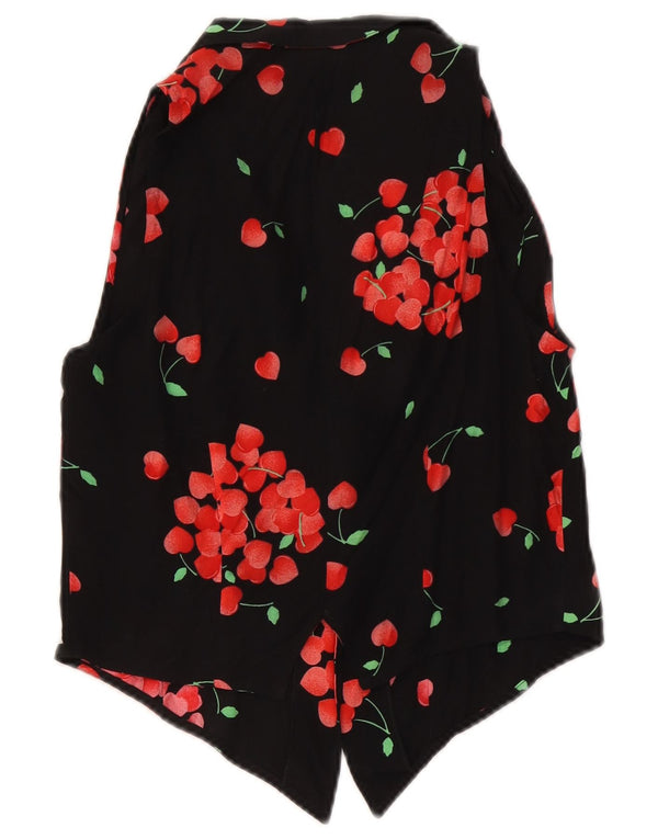 vintage Womens Crop Front Tie Shirt Blouse IT 46 Grand Noir Floral