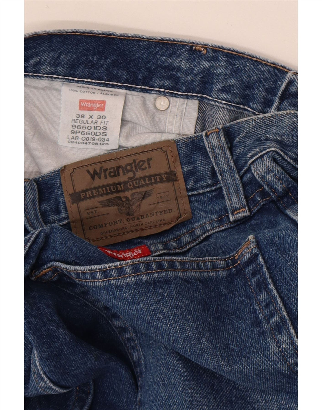 Wrangler Jean droit coupe droite W38 L30 pour homme en coton bleu
