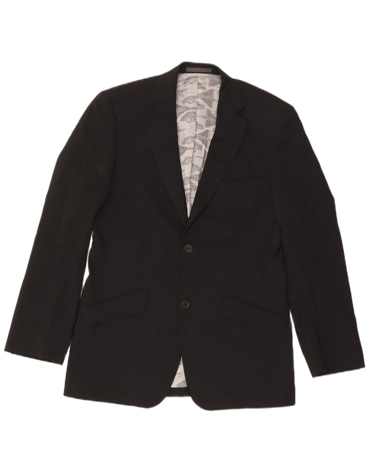 Ted Baker Veste Blazer 2 Boutons Homme UK 38 Laine Noir Moyen