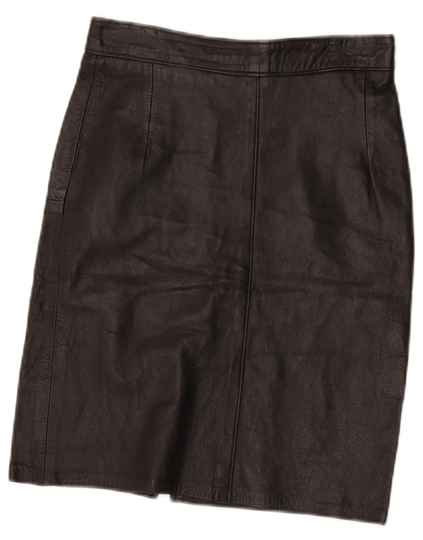 jupe en cuir taille haute femme vintage IT 42 Medium W26 Noir