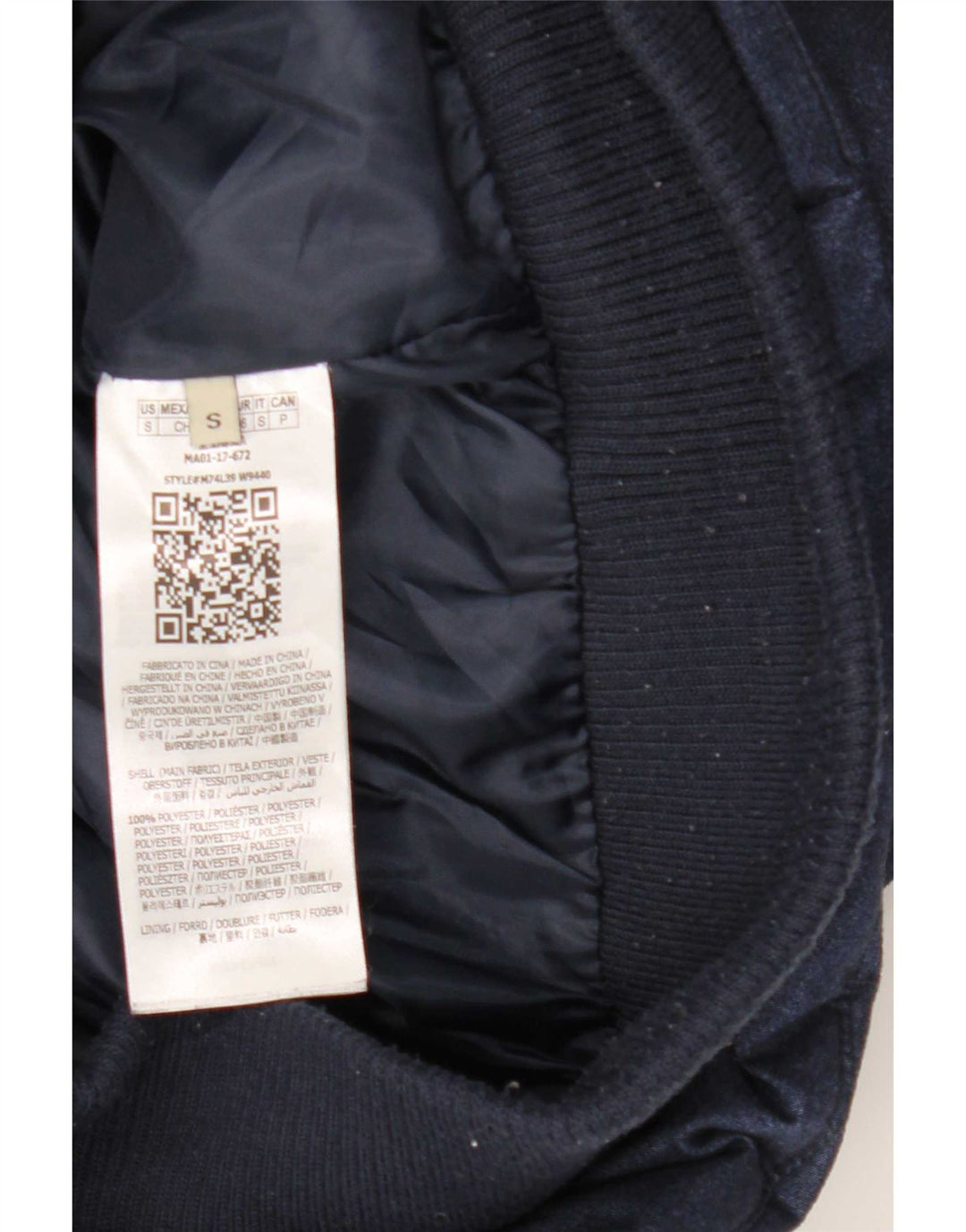 Guess Veste matelassée à capuche pour homme UK 36 Small Bleu marine Polyester