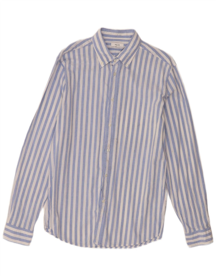 Reiss Chemise Homme Large Bleu Rayé Coton