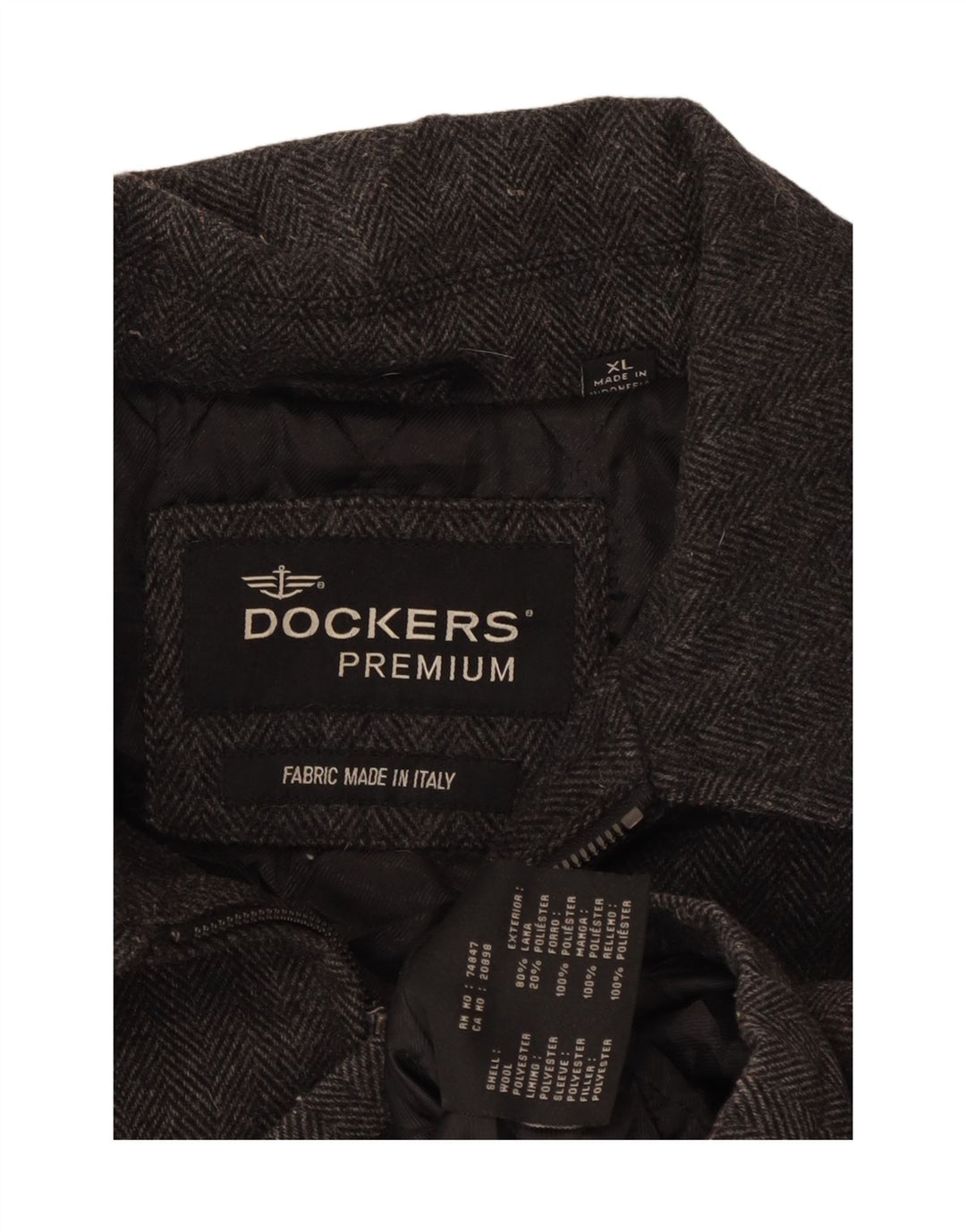 Dockers Veste Bomber Homme UK 42 XL Laine à Chevrons Gris