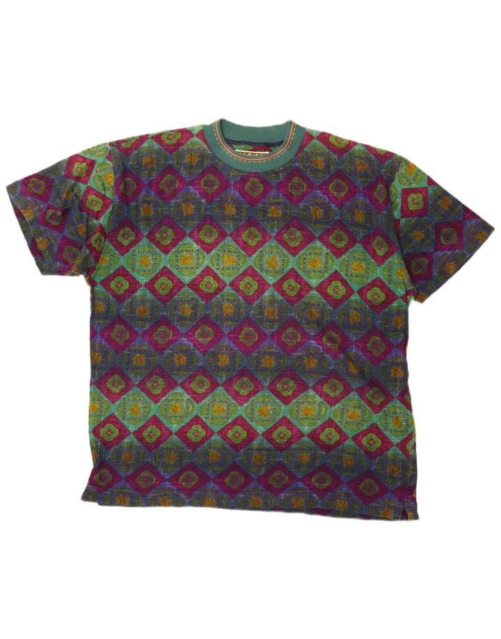 vintage Mens Graphic T-Shirt Top Grand Multicolore Géométrique