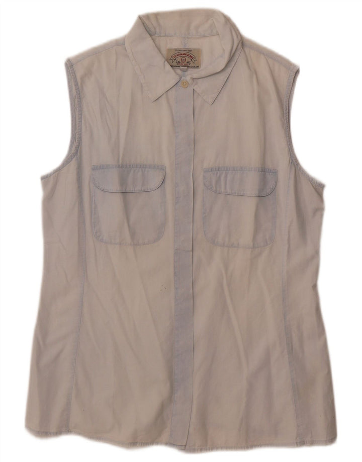 Armani Jeans Chemise sans manches pour femme UK 14 Large Bleu Coton