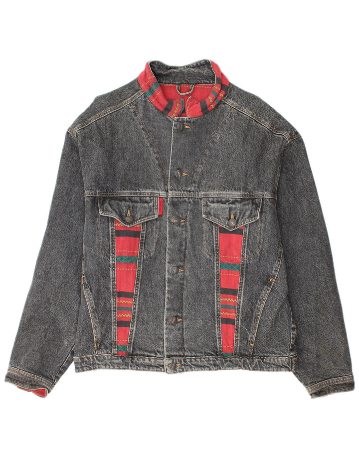 veste en denim homme vintage UK 38 Colorblock bleu moyen
