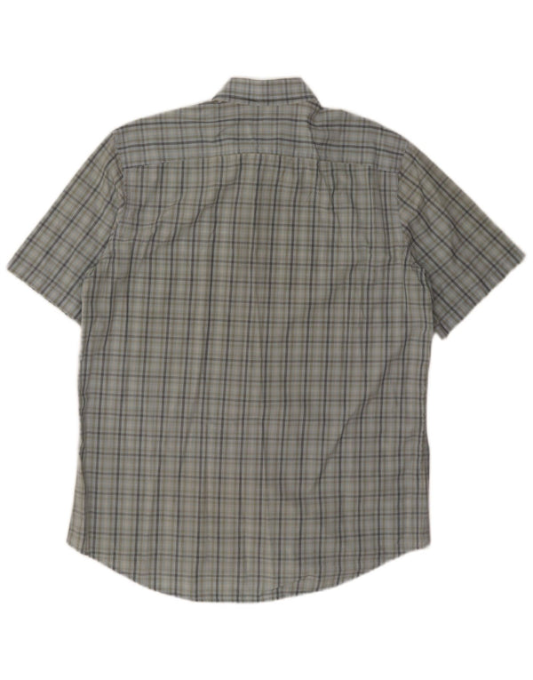 Lacoste Chemise à manches courtes pour hommes Taille 43 Grand coton à carreaux bleus