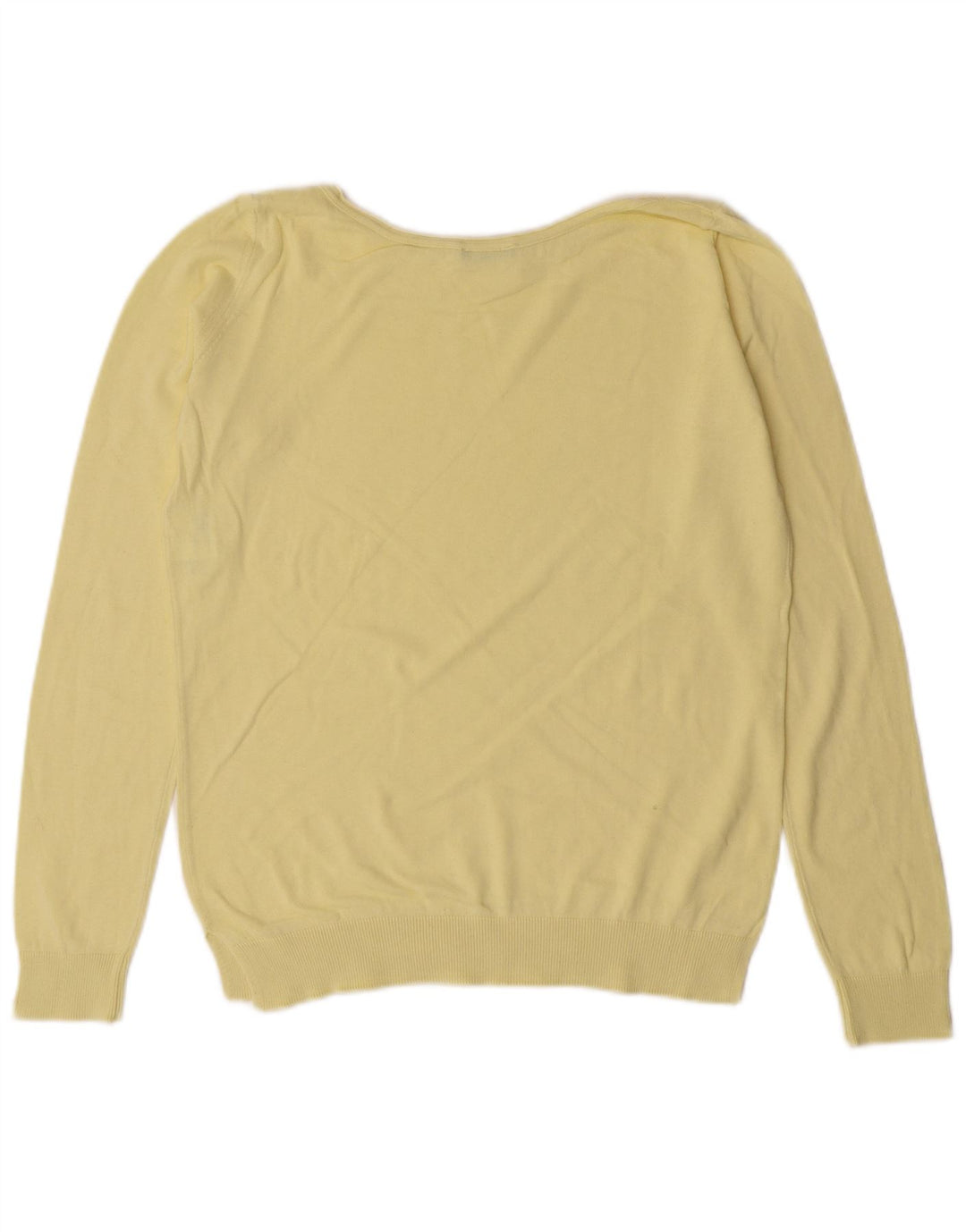 Benetton Pull col bateau pour femme UK 12, jaune moyen, coton classique