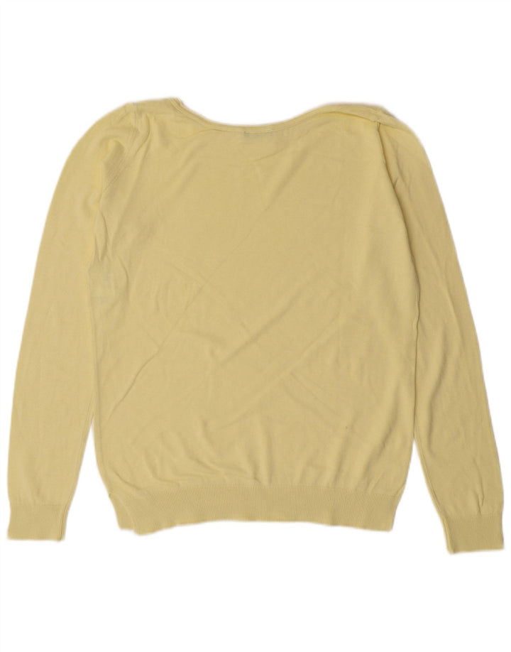 Benetton Pull col bateau pour femme UK 12, jaune moyen, coton classique