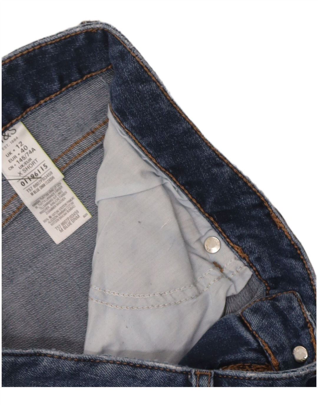 Marks & Spencer Jean court slim pour femme UK 12 Medium W32 L26 Bleu