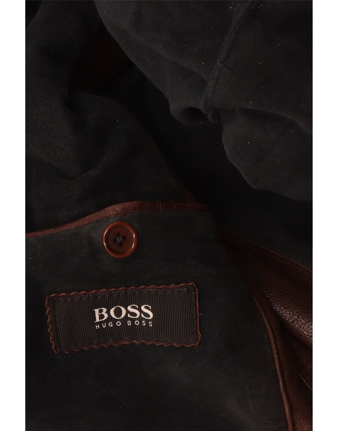 Hugo Boss Veste en cuir pour homme UK 40 Grand cuir marron