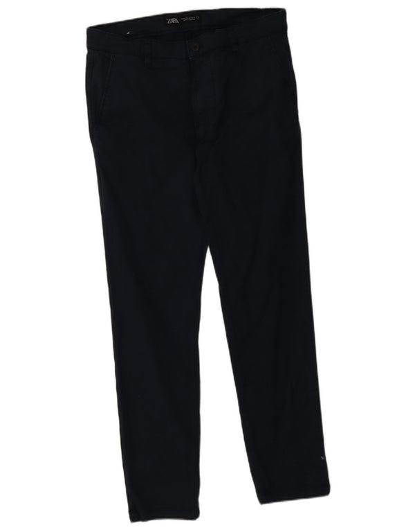 Zara Pantalon Chino Slim Homme EU 42 Large W32 L30 Bleu Marine Coton