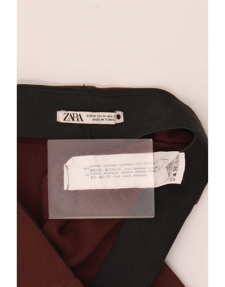 Zara Pantalon décontracté évasé pour femme Medium W28 L32 Marron Polyester