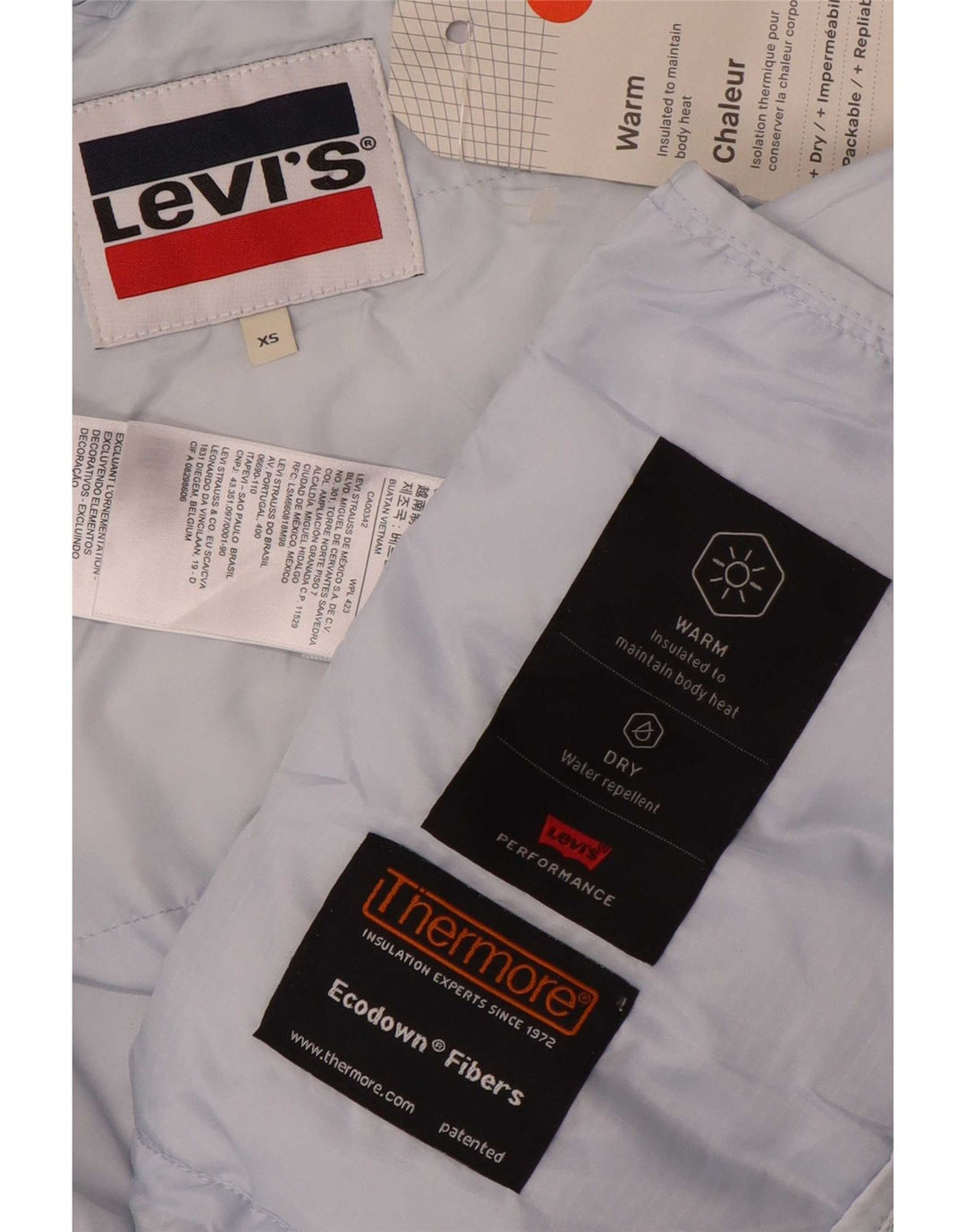 Levi's Veste matelassée surdimensionnée à capuche pour femme UK 6 XS Bleu Polyester