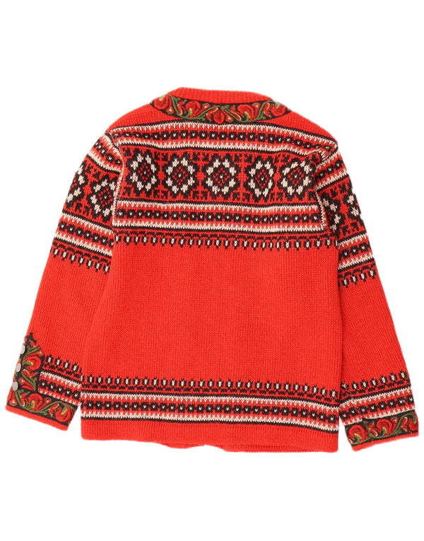 NORDSTRIKK Cardigan Femme Pull EU 44 XL Rouge Floral Laine