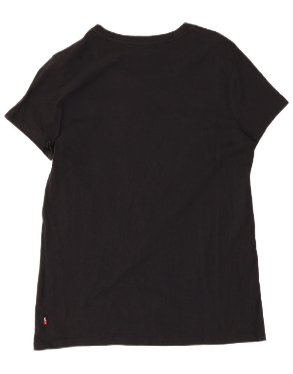Levi's T-Shirt Graphique Femme UK 12 Coton Floral Noir Moyen