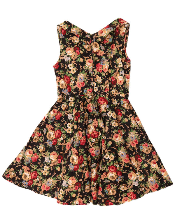 Lindy bop Robe trapèze sans manches pour femme UK 18 XL Coton floral noir