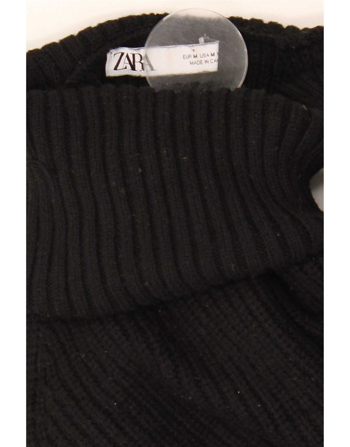 Zara Pull à col roulé et épaules dénudées pour femme UK 14 Noir moyen