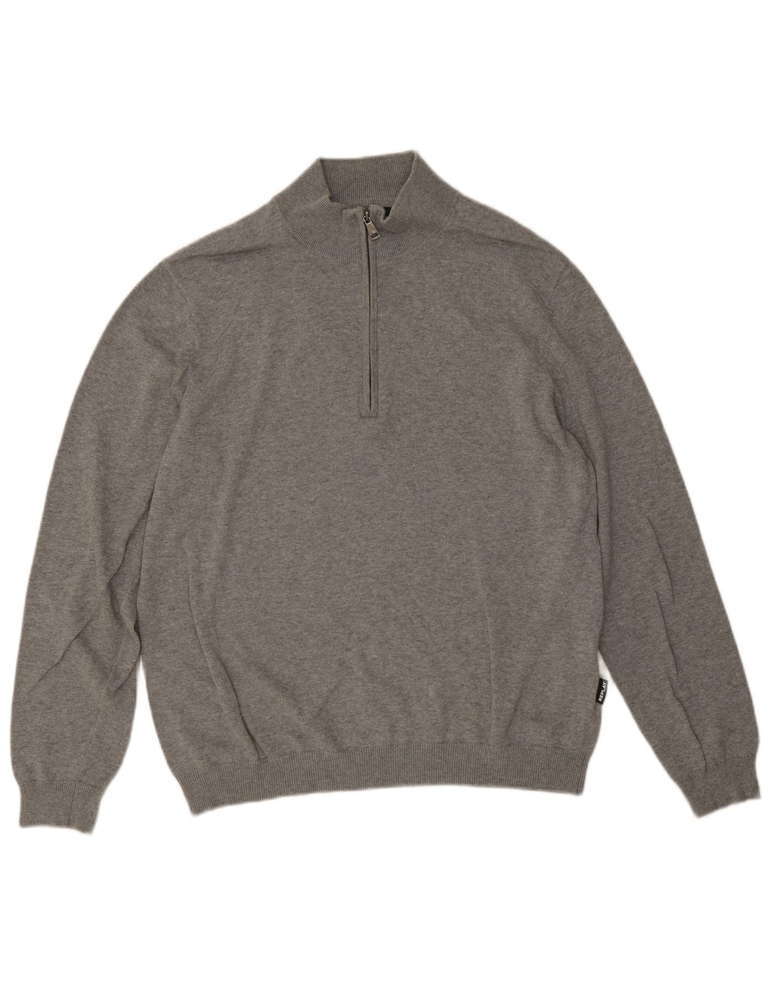 Replay Pull col zippé homme grand gris coton