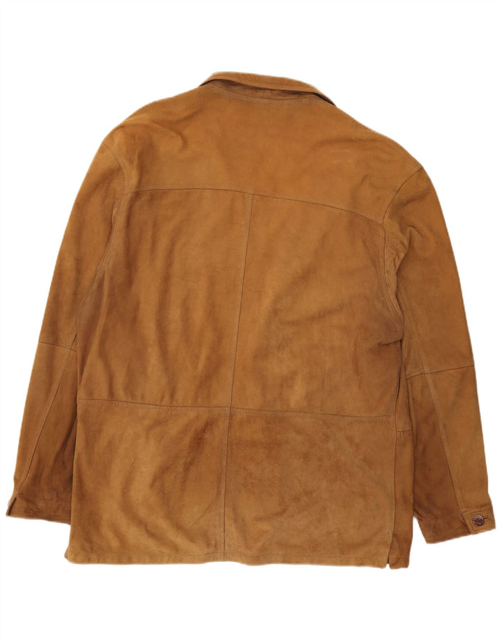 VINTAGE Veste blazer en daim à 2 boutons pour hommes UK 42 XL Cuir marron