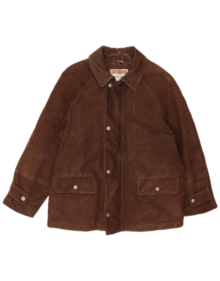 Veste en cuir homme vintage IT 48 Cuir marron moyen