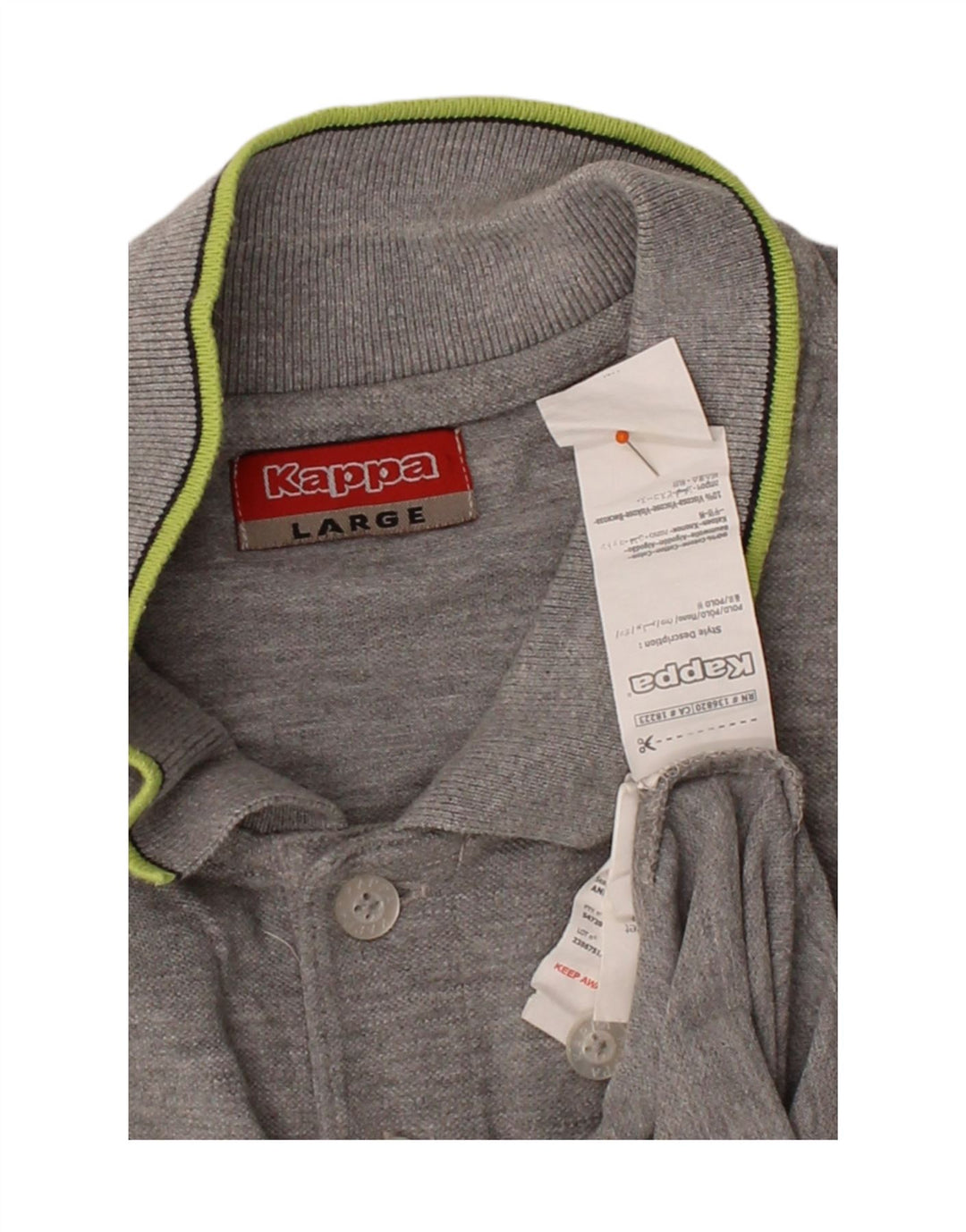 KAPPA Mens Long Sleeve Polo Shirt Large Grey Cotton Vintage Kappa and Second-Hand Kappa from Messina Hembry 