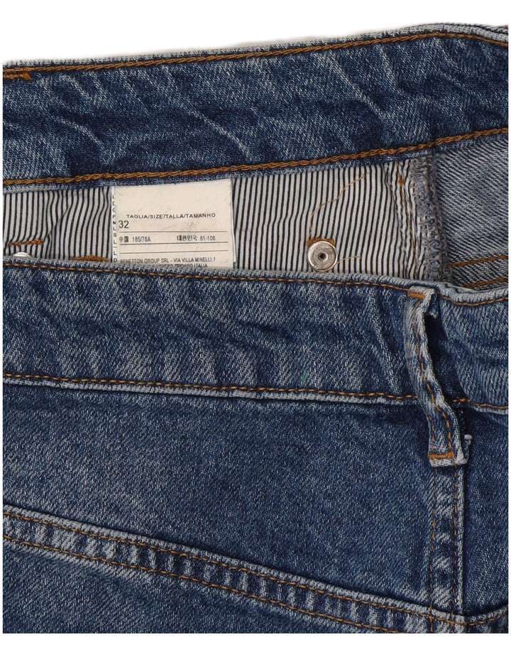 BENETTON Mens Denim Shorts W32 Medium Blue Cotton