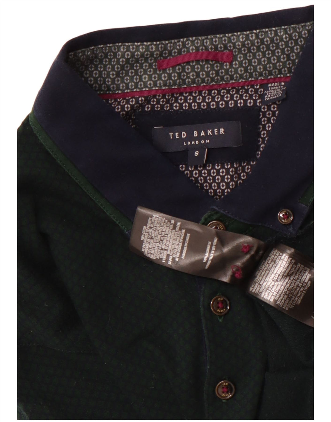 Ted Baker Polo Homme Taille 6 2XL Vert Argyle/Diamant Coton