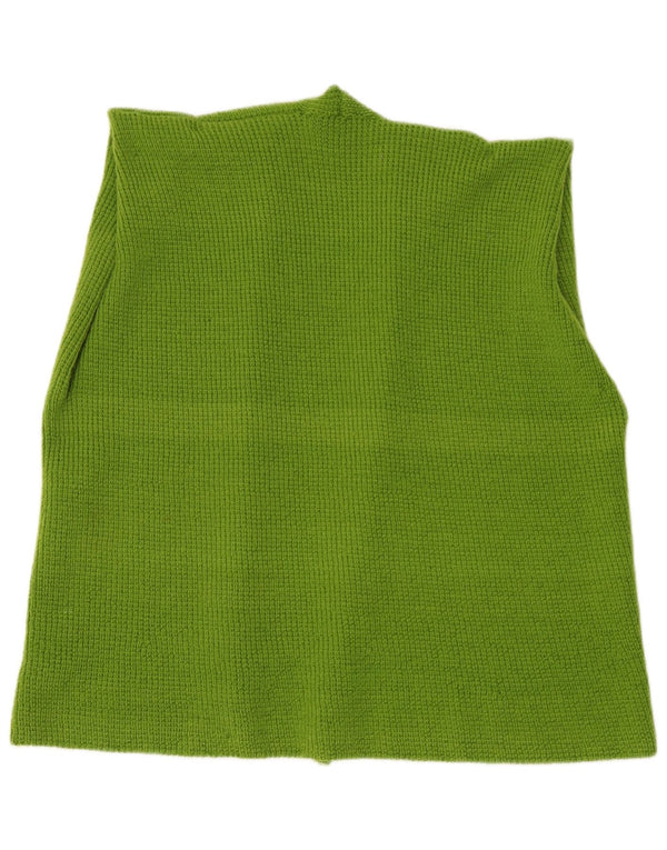 vintage Femmes Sans Manches Ouvert Cardigan Pull UK 20 2XL Vert
