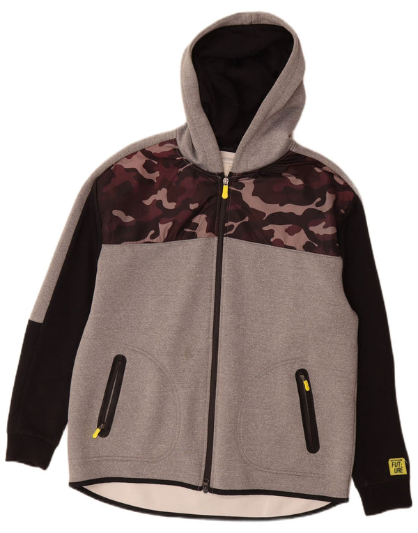 Zara Pull à capuche zippé graphique pour garçon 13-14 ans Gris Camouflage Polyester
