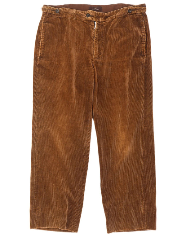 Zara Pantalon droit en velours côtelé pour homme EU 44 Large W34 L27 Coton marron