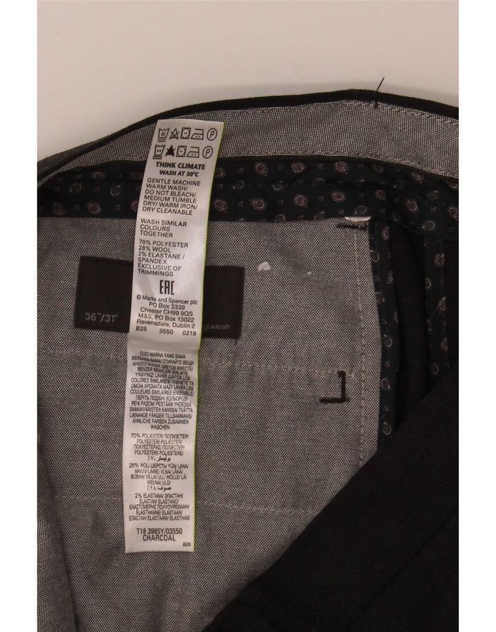 Marks & Spencer Pantalon de costume droit pour homme W36 L31 Gris Polyester