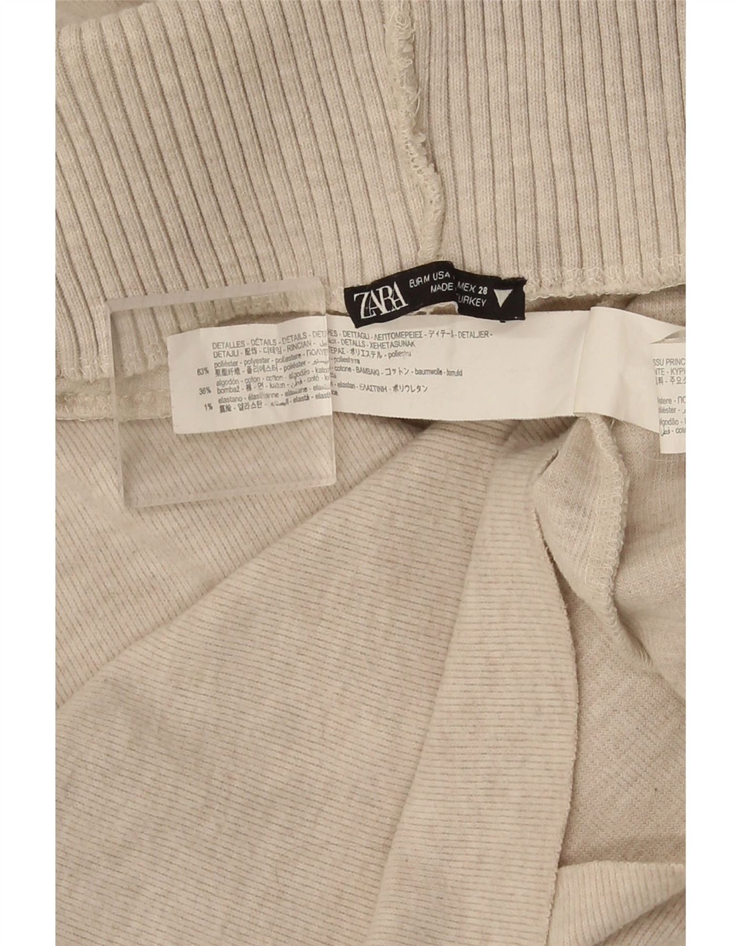 Zara Pull sans manches à col roulé pour femme UK 12 Beige moyen