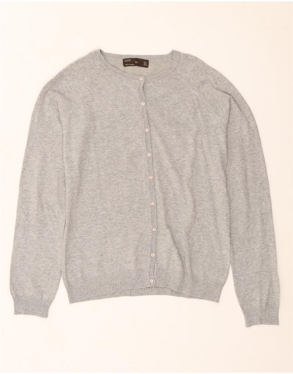Zara Womens Cardigan Sweater UK 16 Large Gris Moucheté Coton
