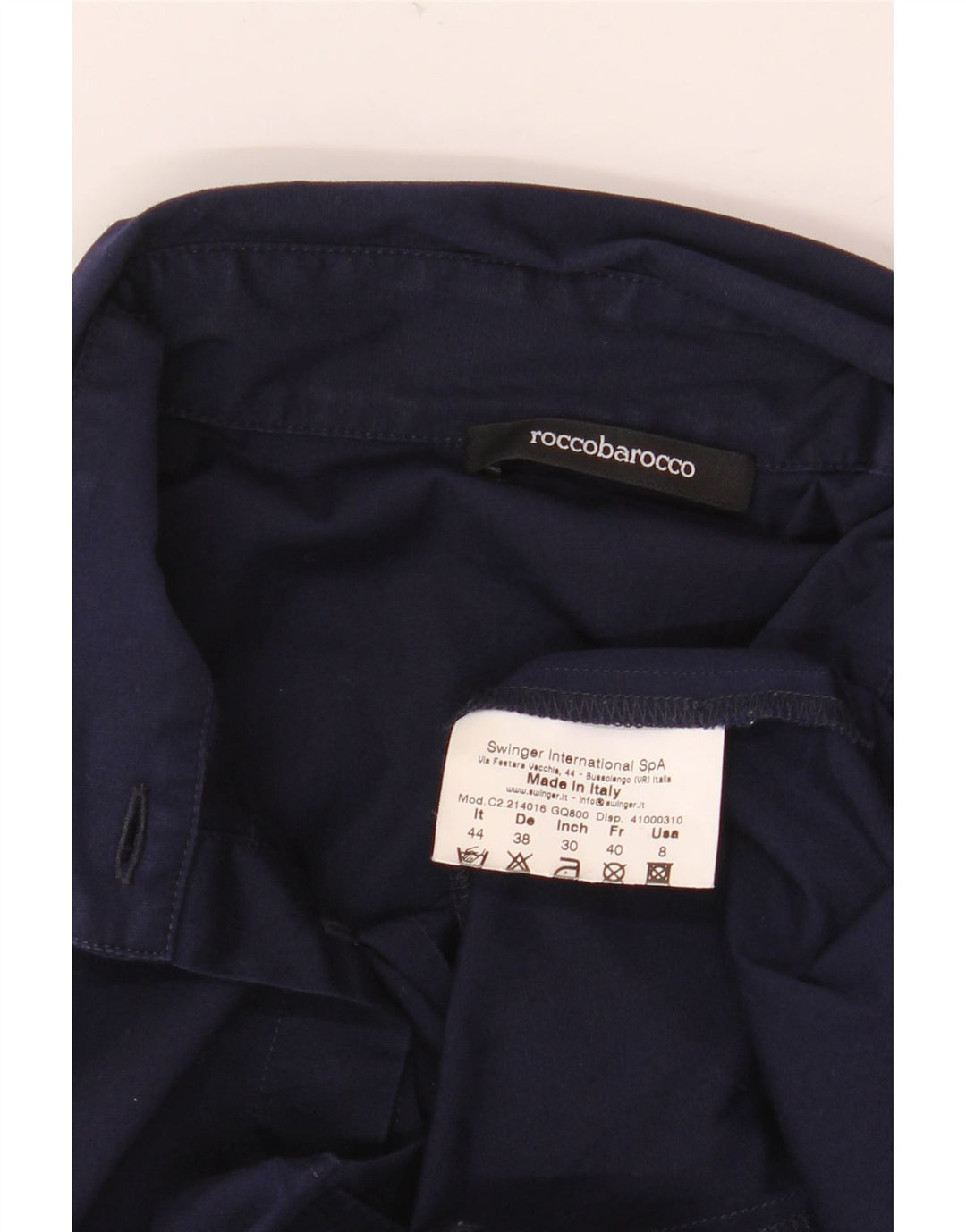 Roccobarocco Chemise Graphique Femme Blouse IT 44 Bleu Marine Moyen Coton