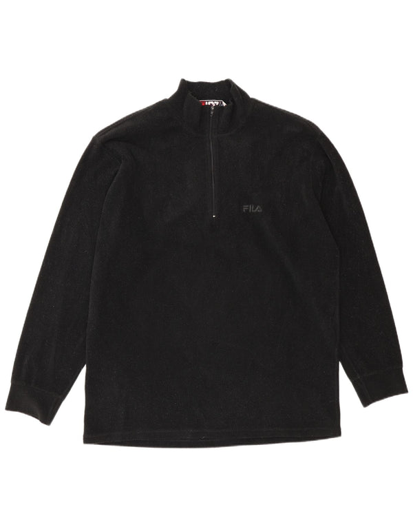 Fila Pull polaire à col zippé pour homme IT 52/54 Large Noir