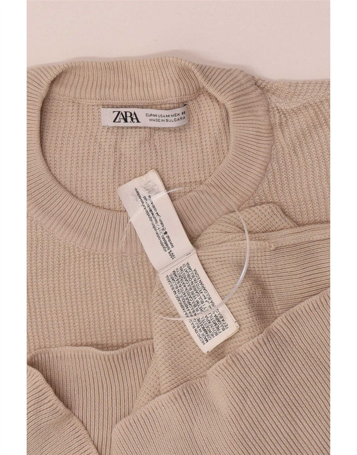 Zara Pull Col Rond Homme Beige Moyen