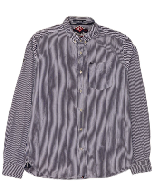 Superdry Chemise Homme XL Bleu Pinstripe Cotton