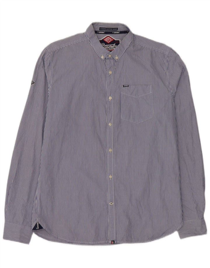 Superdry Chemise Homme XL Bleu Pinstripe Cotton
