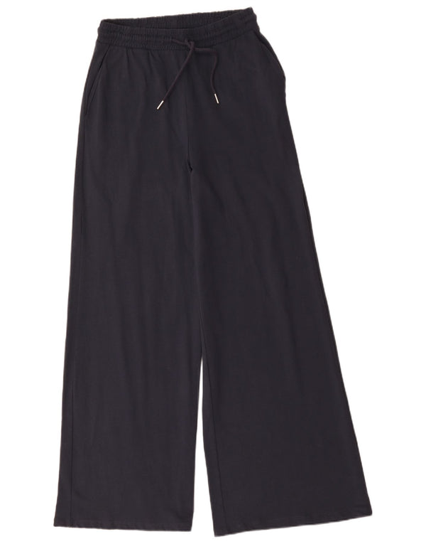 Zara Pantalon de survêtement large pour femme UK 12 Bleu marine moyen en coton
