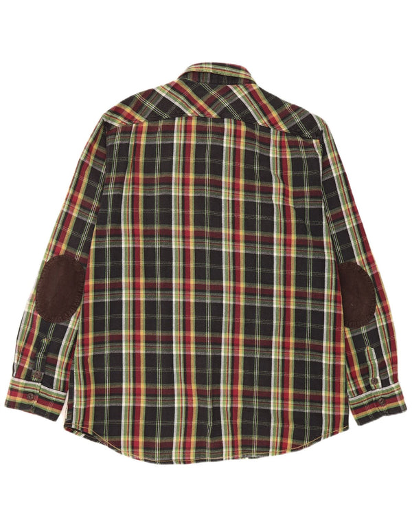 Marlboro Classics Chemise en flanelle à carreaux pour hommes, coupe personnalisée, 3XL, carreaux noirs