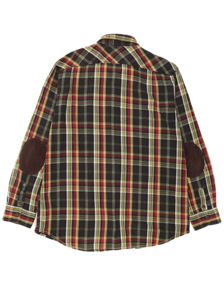 Marlboro Classics Chemise en flanelle à carreaux pour hommes, coupe personnalisée, 3XL, carreaux noirs