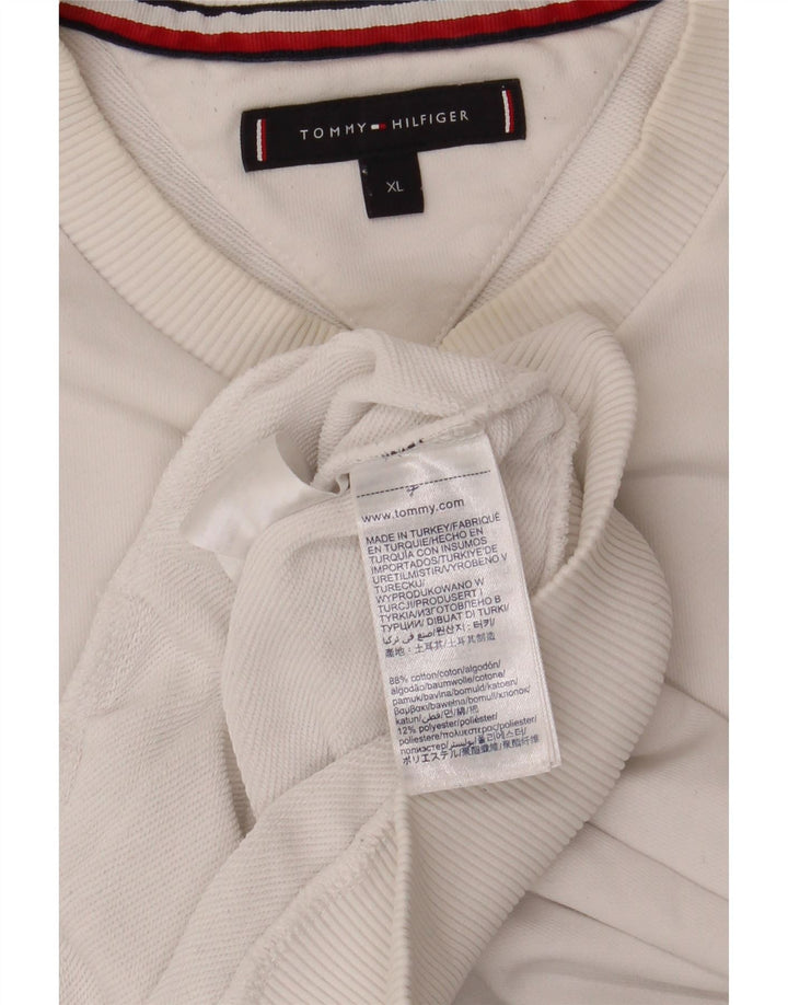 TOMMY HILFIGER Mens Graphic Sweatshirt Jumper XL White Cotton